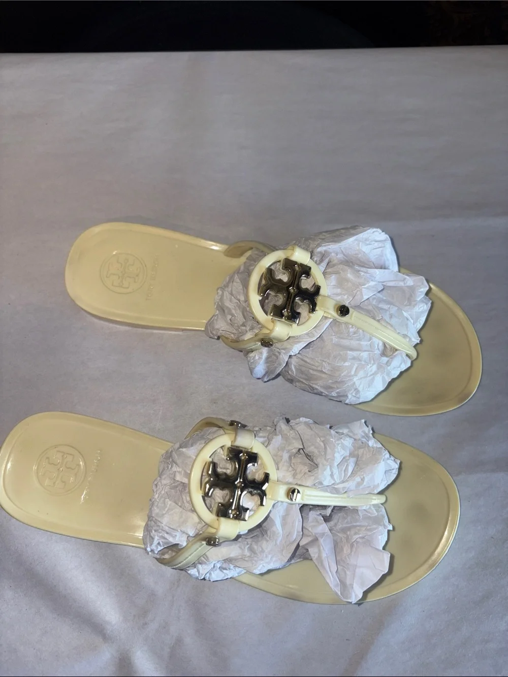 Tory Burch Yellow Logo Jelly Sandals